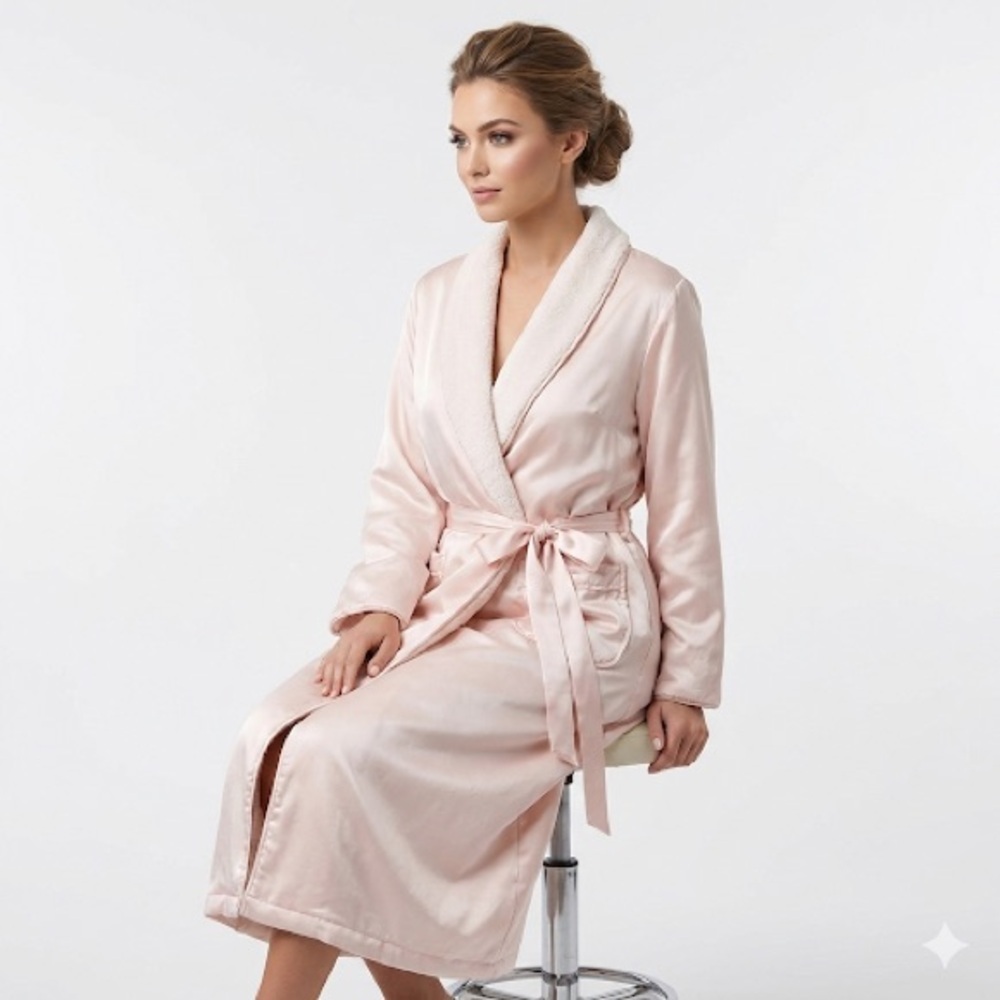juliannarae reversible silk lounge robe terry lined long S M